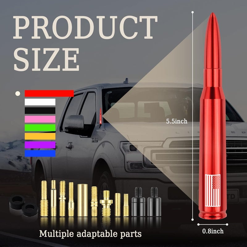 Turcee Car Bullet Antenna,Truck Exterior Decoration Accessories Car Vehicle Replacement Antenna Conpatible with Ford F150 RAM 1500 GMC Heavy Duty Pickup Trucks Accessories (New Upgrade Red-U.S. Flag)… - Image 2